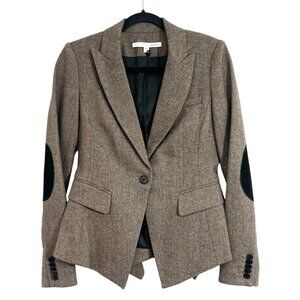 Veronica Beard Zinnia Elbow Patch Blazer Jacket Brown US 0 Pre-Loved